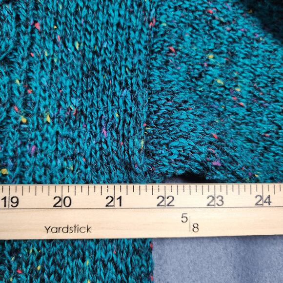 Vtg Womens Sweater XL Confetti Teal Lady Van Heusen Cable Knit Crewneck 70s 80s - Picture 4 of 8